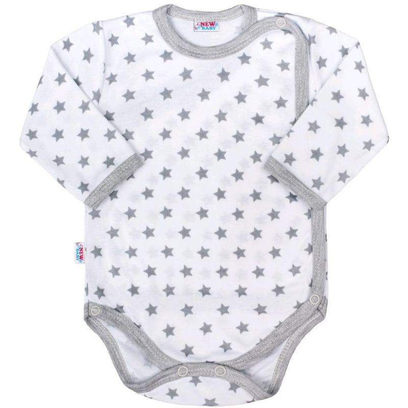 Kojenecké celorozepínací body New Baby Classic II šedé s hvězdičkami Šedá
