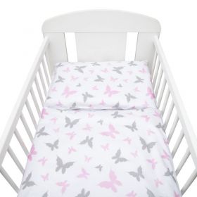 3-dílné ložní povlečení New Baby 100/135 cm bílé motýli