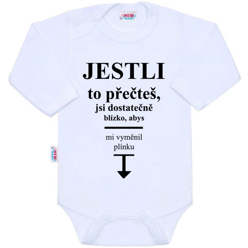 Body s potiskem New Baby ..vyměnit plínku.. Bílá