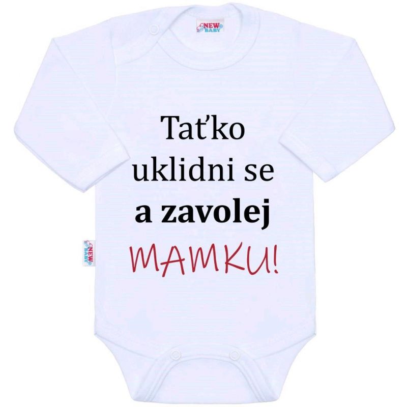 Body s potiskem New Baby a zavolej MAMKU! Bílá