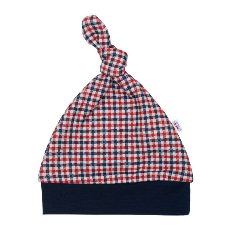 Kojenecká bavlněná čepička New Baby Checkered Modrá