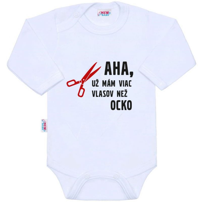Body s potiskem New Baby Viac vlasov než ocko Bílá