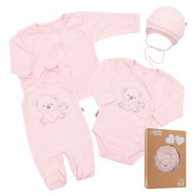 Kojenecká soupravička do porodnice New Baby Sweet Bear růžová | 50