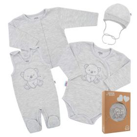 Kojenecká soupravička do porodnice New Baby Sweet Bear šedá Šedá | 50, 62 (3-6m)