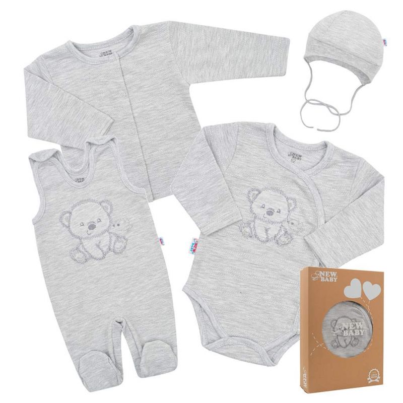 Kojenecká soupravička do porodnice New Baby Sweet Bear šedá Šedá