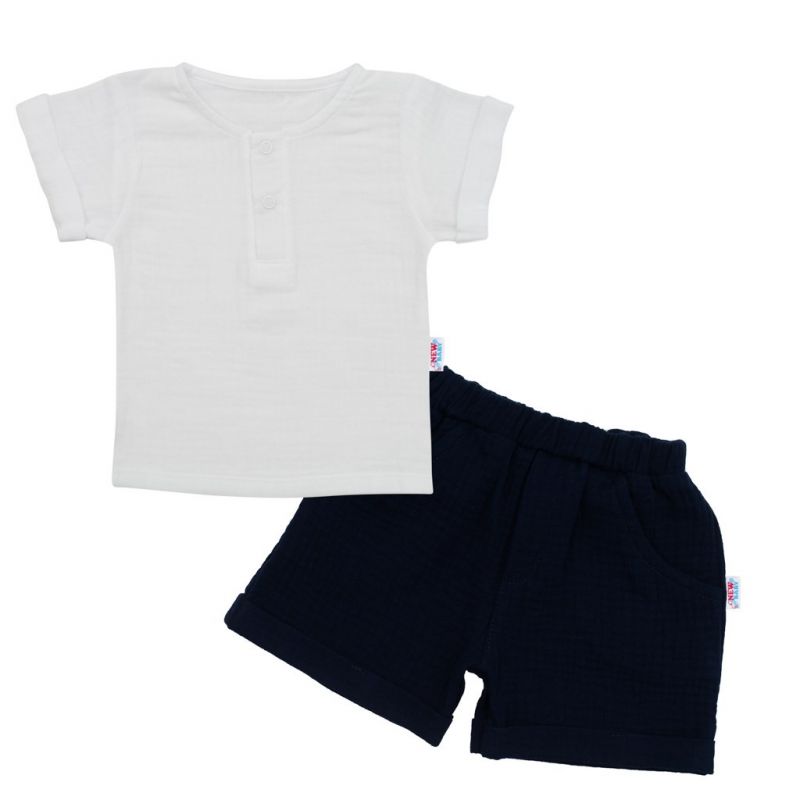 Kojenecká mušelínová soupravička New Baby Summer Nature Collection tmavě modrá