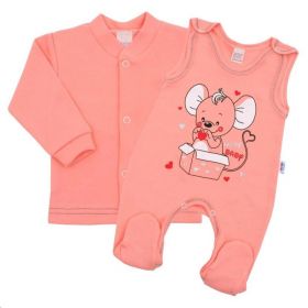 Kojenecká soupravička New Baby Mouse lososová Růžová | 86 (12-18m)