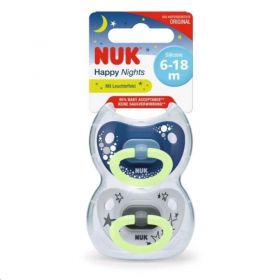 Šidítko NUK Happy Nights 6-18m 2ks/BOX kluk Modrá