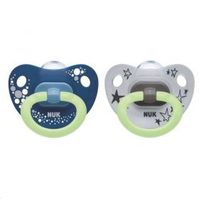 Šidítko NUK Happy Nights 6-18m 2ks/BOX kluk Modrá | 6-18 m